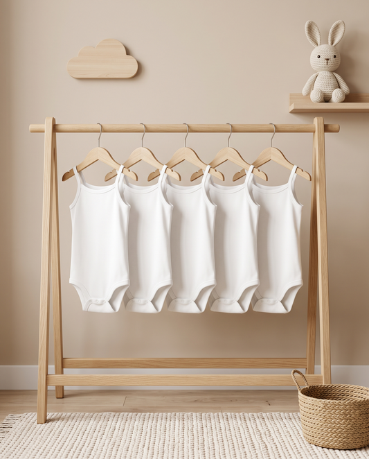 5'li Paket %100 Pamuklu İnce Askılı Beyaz Bebek Zıbını
