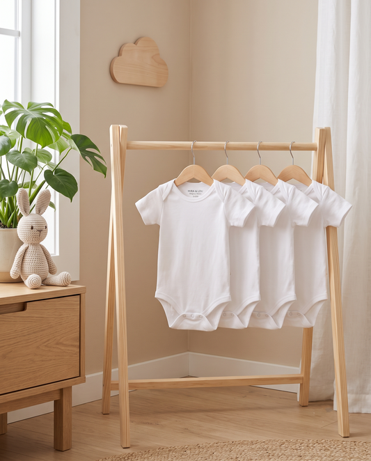 5'li Paket %100 Pamuklu Kısa Kollu Beyaz Bebek Zıbını